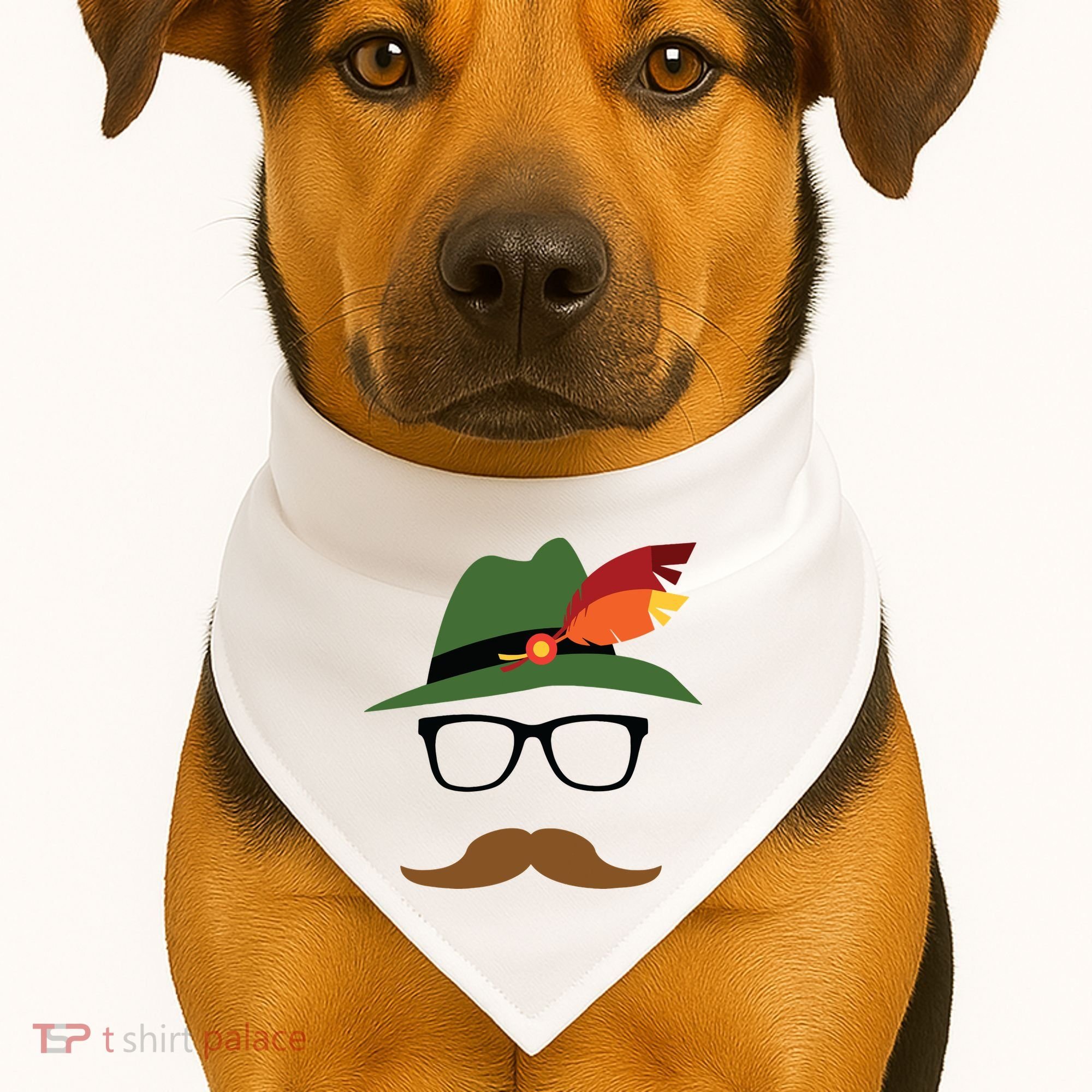 Lederhosen Oktoberfest German Face Glasses Halloween Costume USA-Made Doggie Bandana