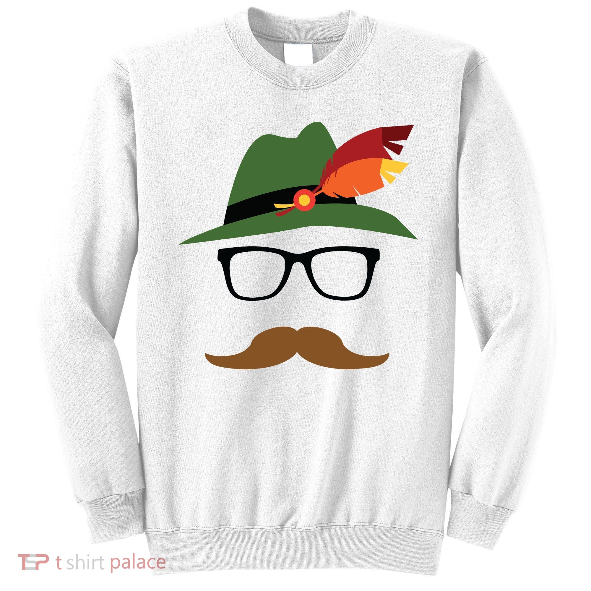 Lederhosen Oktoberfest German Face Glasses Halloween Costume Sweatshirt