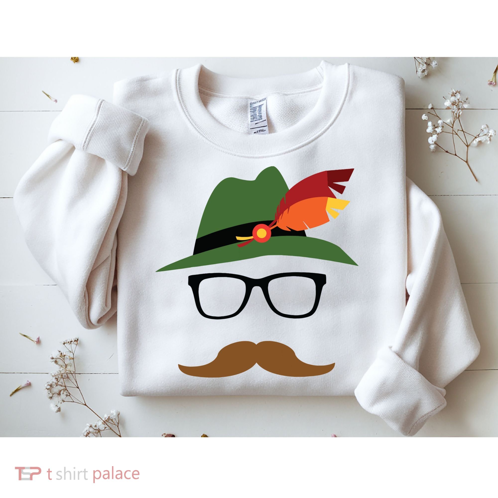 Lederhosen Oktoberfest German Face Glasses Halloween Costume Sweatshirt