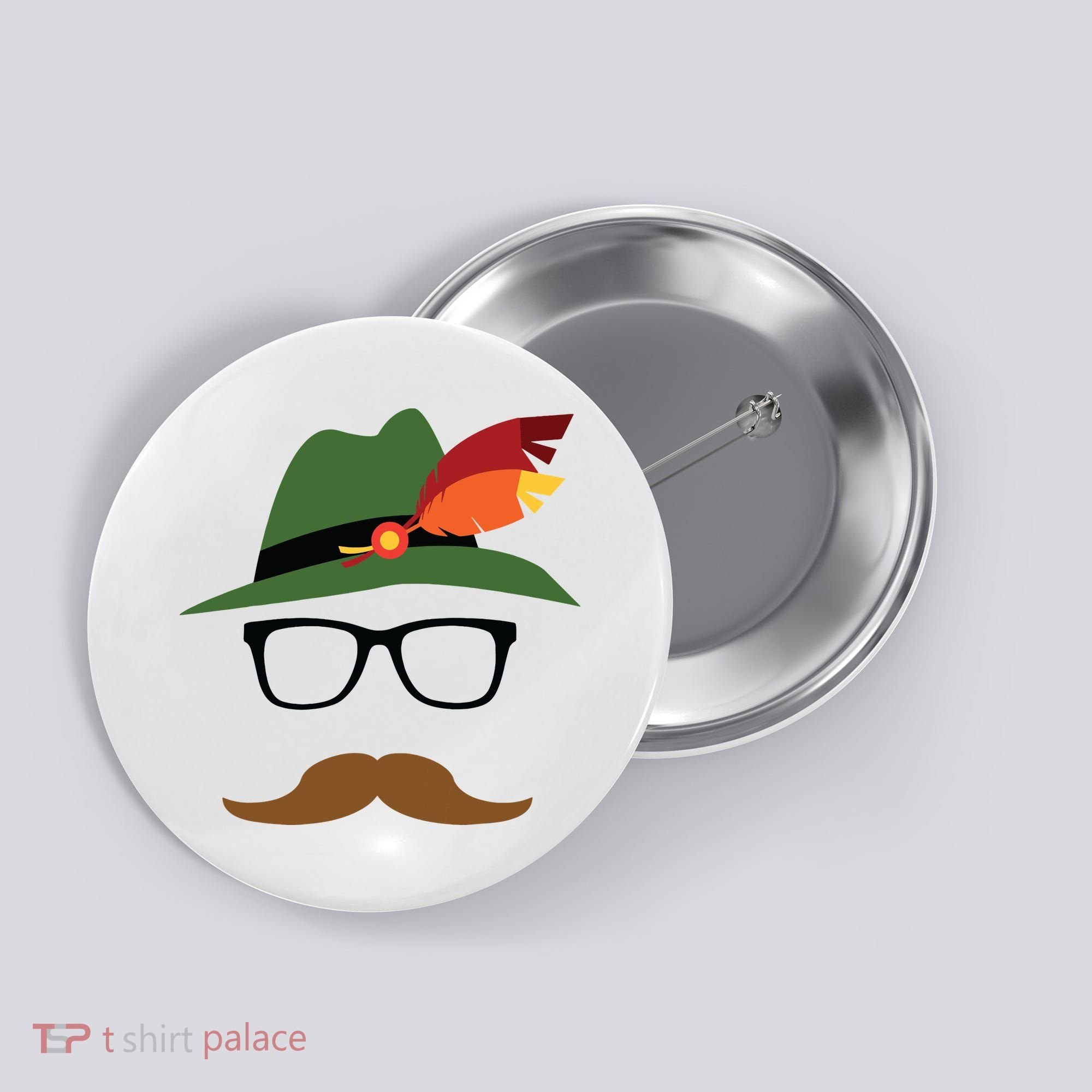 Lederhosen Oktoberfest German Face Glasses Halloween Costume Button