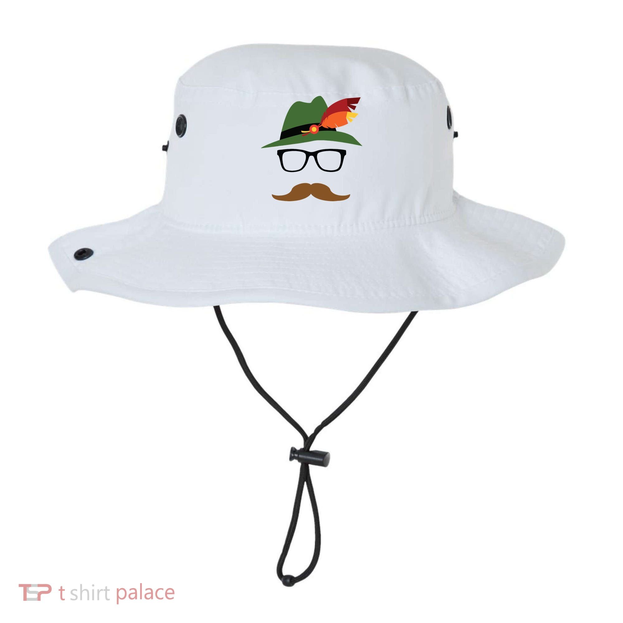 Lederhosen Oktoberfest German Face Glasses Halloween Costume Bucket Hat