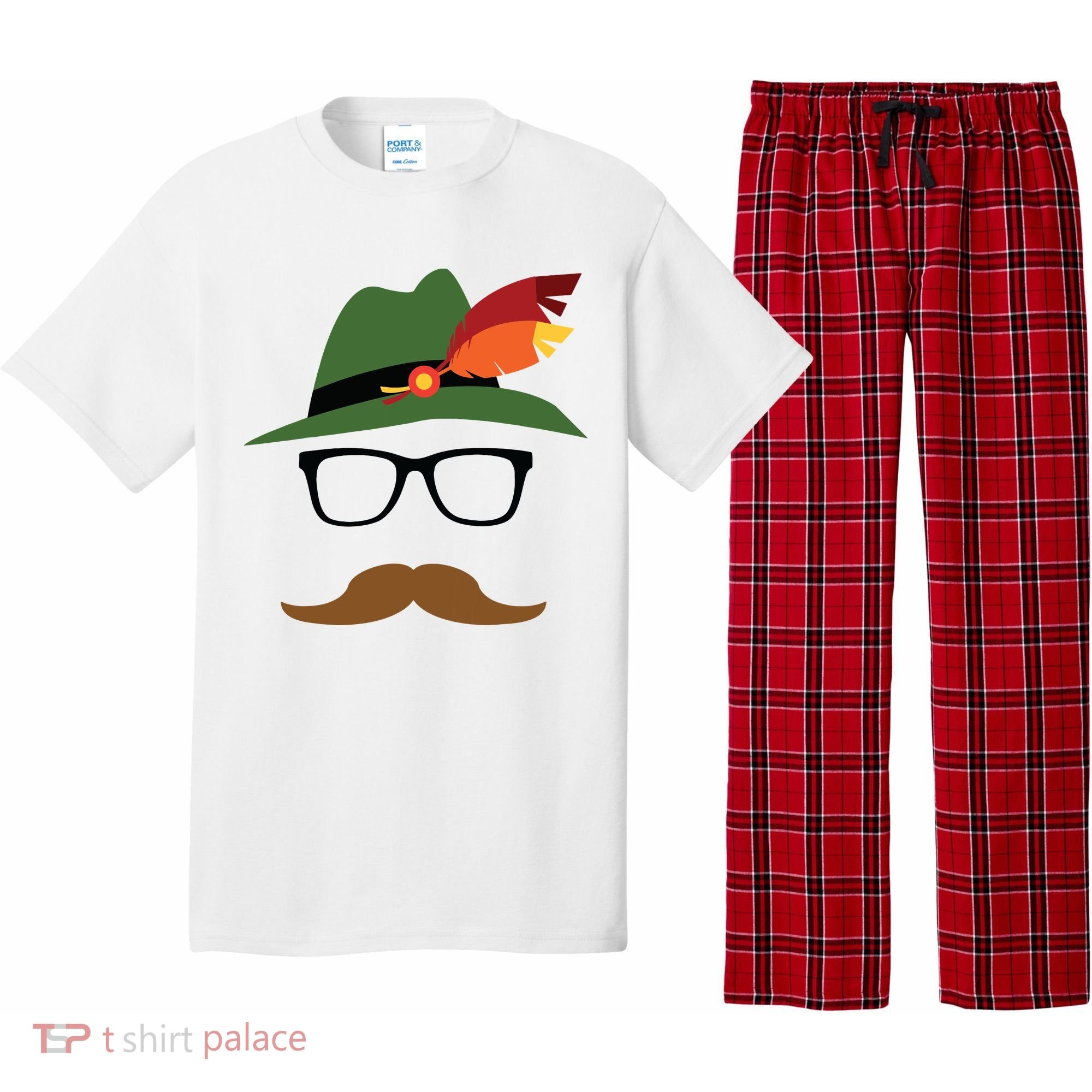 Lederhosen Oktoberfest German Face Glasses Halloween Costume Pajama Set