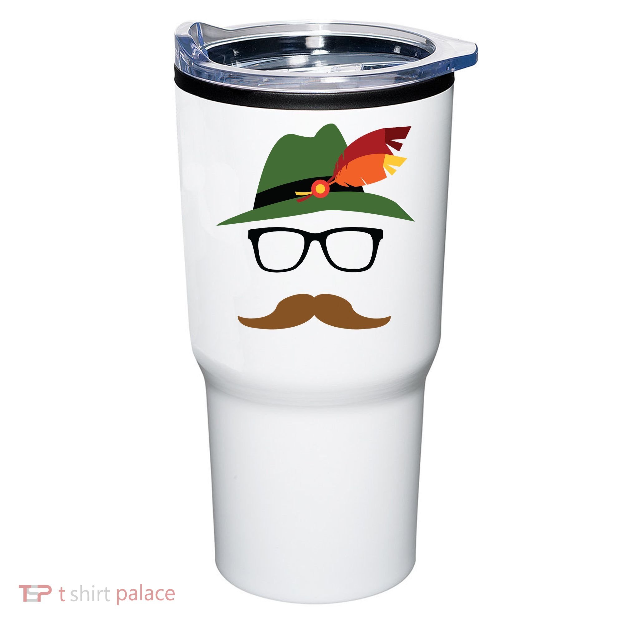 Lederhosen Oktoberfest German Face Glasses Halloween Costume Tumbler