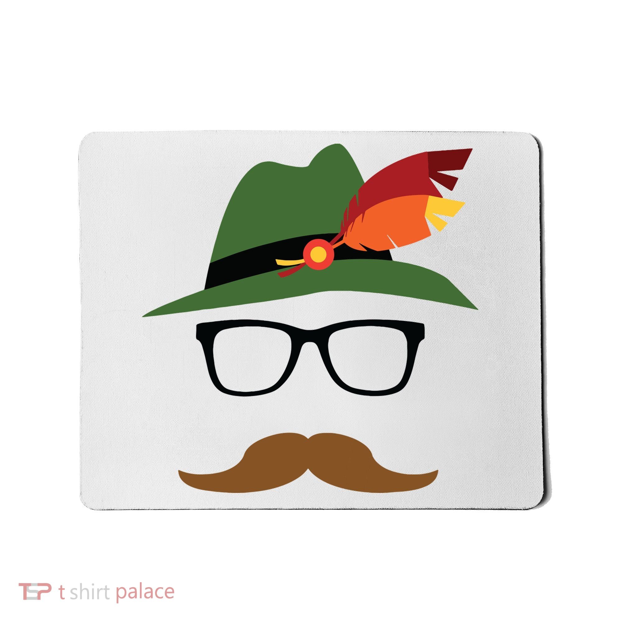 Lederhosen Oktoberfest German Face Glasses Halloween Costume Mousepad