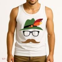 Lederhosen Oktoberfest German Face Glasses Halloween Costume Tank Top thumb 3