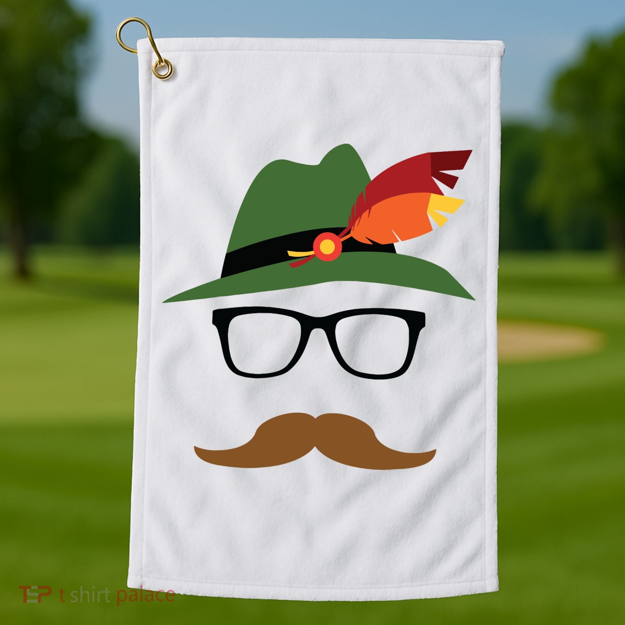 Lederhosen Oktoberfest German Face Glasses Halloween Costume Golf Towel