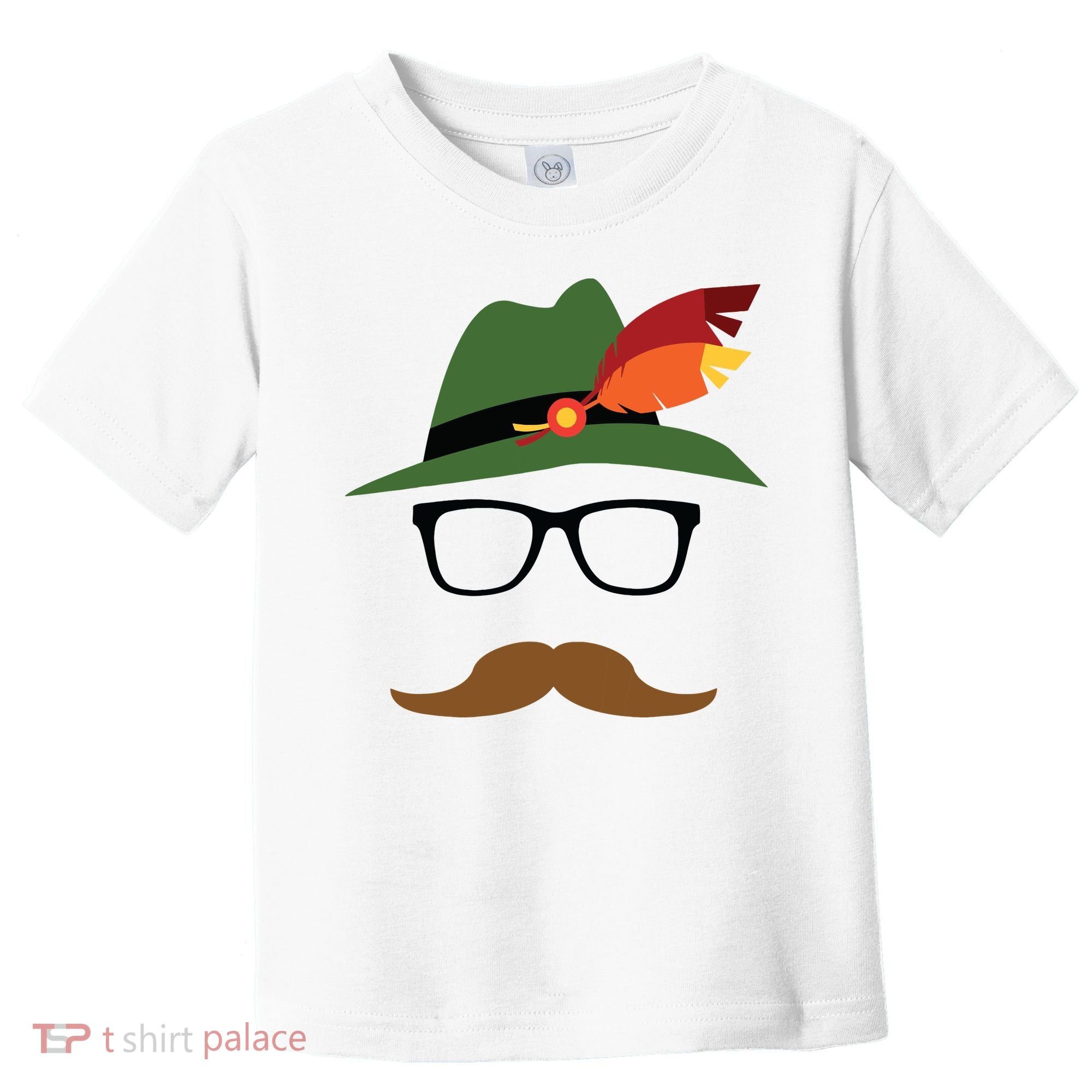 Lederhosen Oktoberfest German Face Glasses Halloween Costume Toddler T-Shirt
