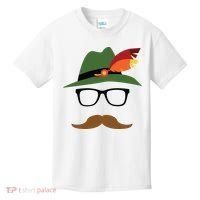 Lederhosen Oktoberfest German Face Glasses Halloween Costume Kids T-Shirt thumb 0