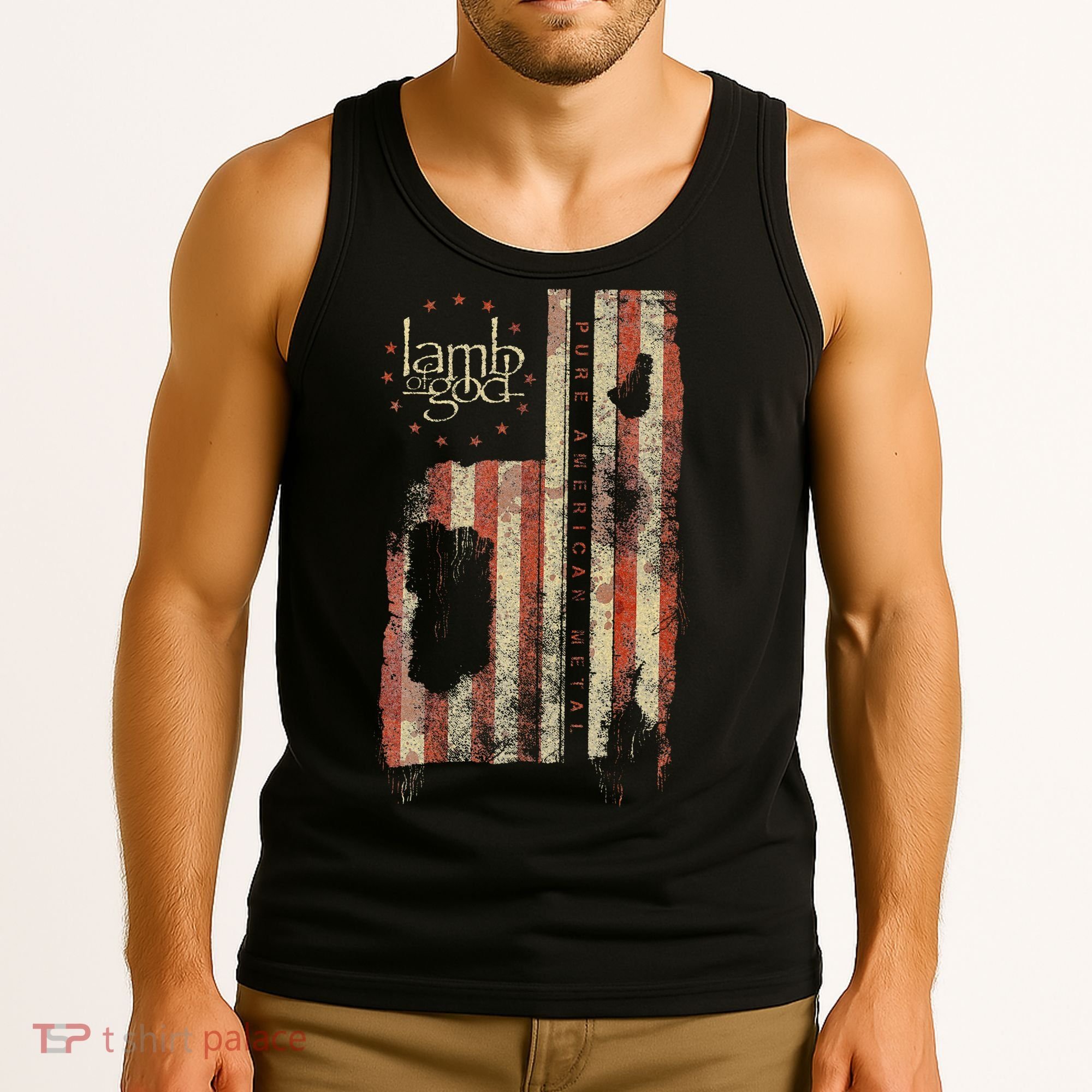 Lamb of God – Pure American Metal Flag Tank Top