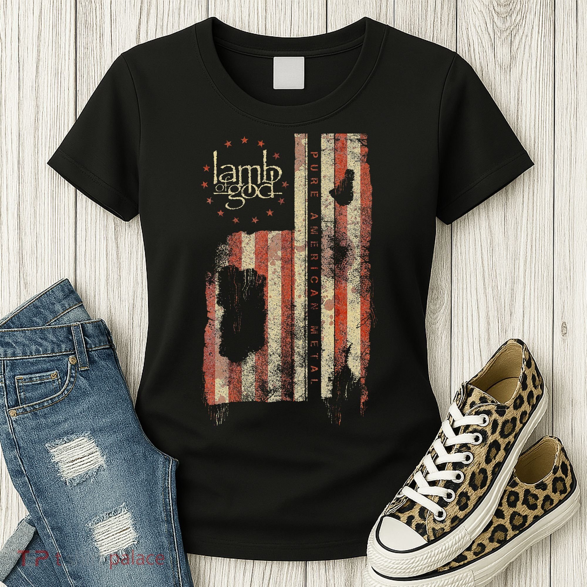 Lamb of God – Pure American Metal Flag Women's T-Shirt