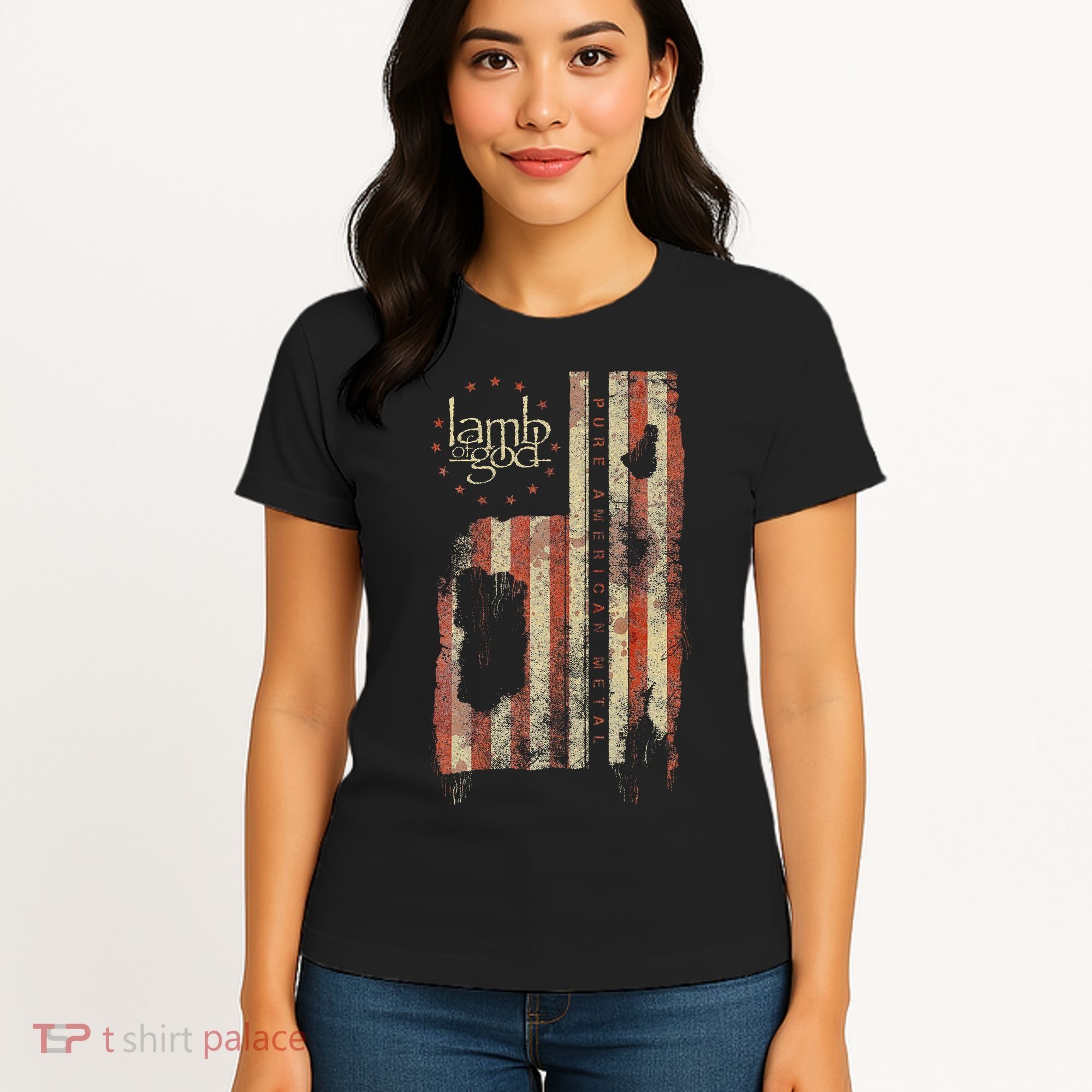 Lamb of God – Pure American Metal Flag Women's T-Shirt