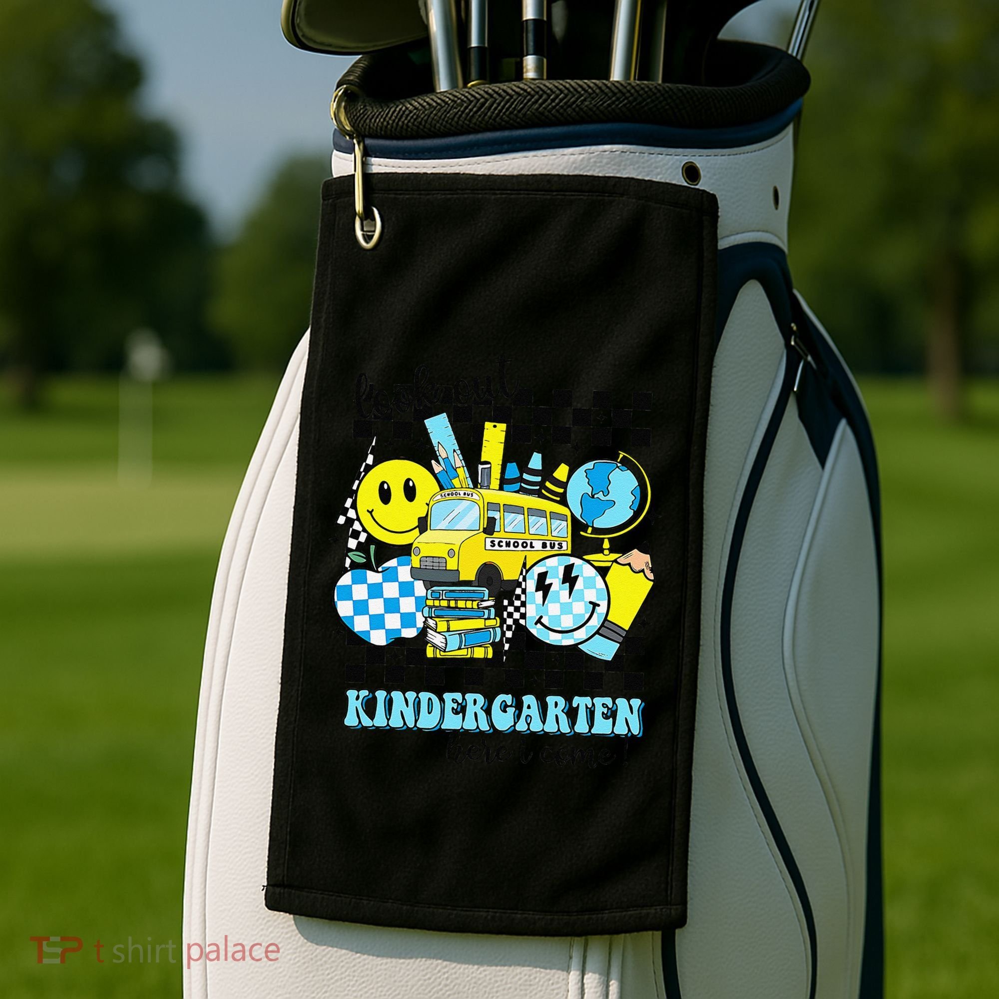 Look Out Kindergarten Here I Come Back To School Gift Golf Towel