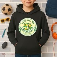 Lemons Or Limoncello You Decide. Optimist Pessimist Kids Hoodie thumb 2