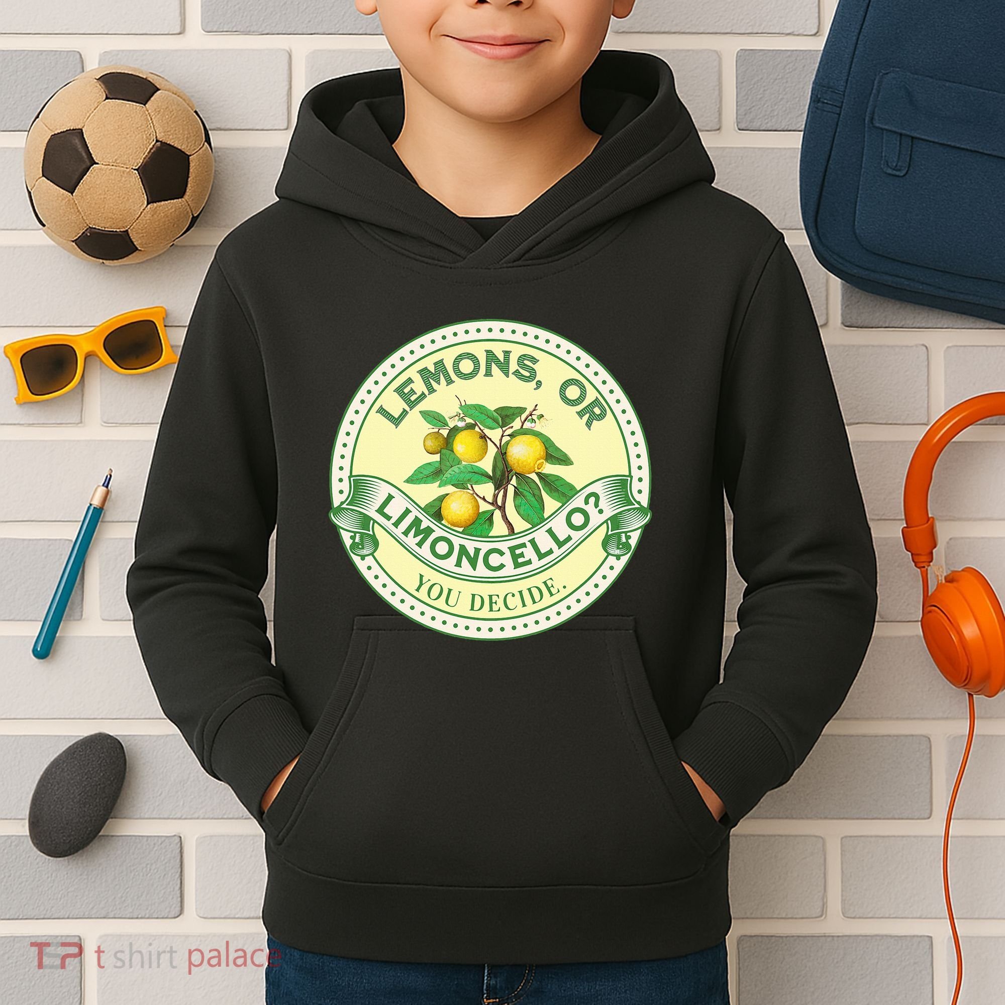 Lemons Or Limoncello You Decide. Optimist Pessimist Kids Hoodie