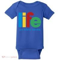 Life On Life's Terms Sobriety Recovery Funny Aa Na Gift Baby Bodysuit thumb 0