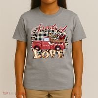 Loads Of Love Cute Vintage Truck Valentines Day T-Shirt thumb 4