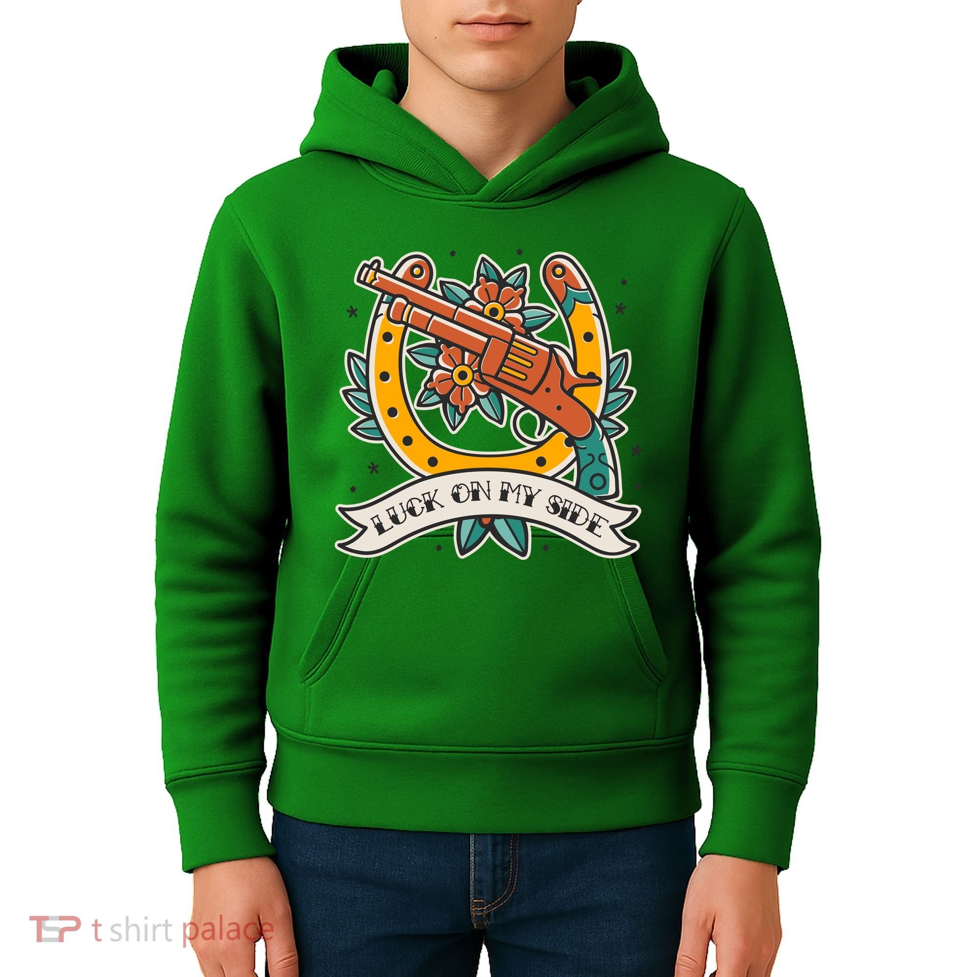 Luck On My Side Gun Kids Hoodie