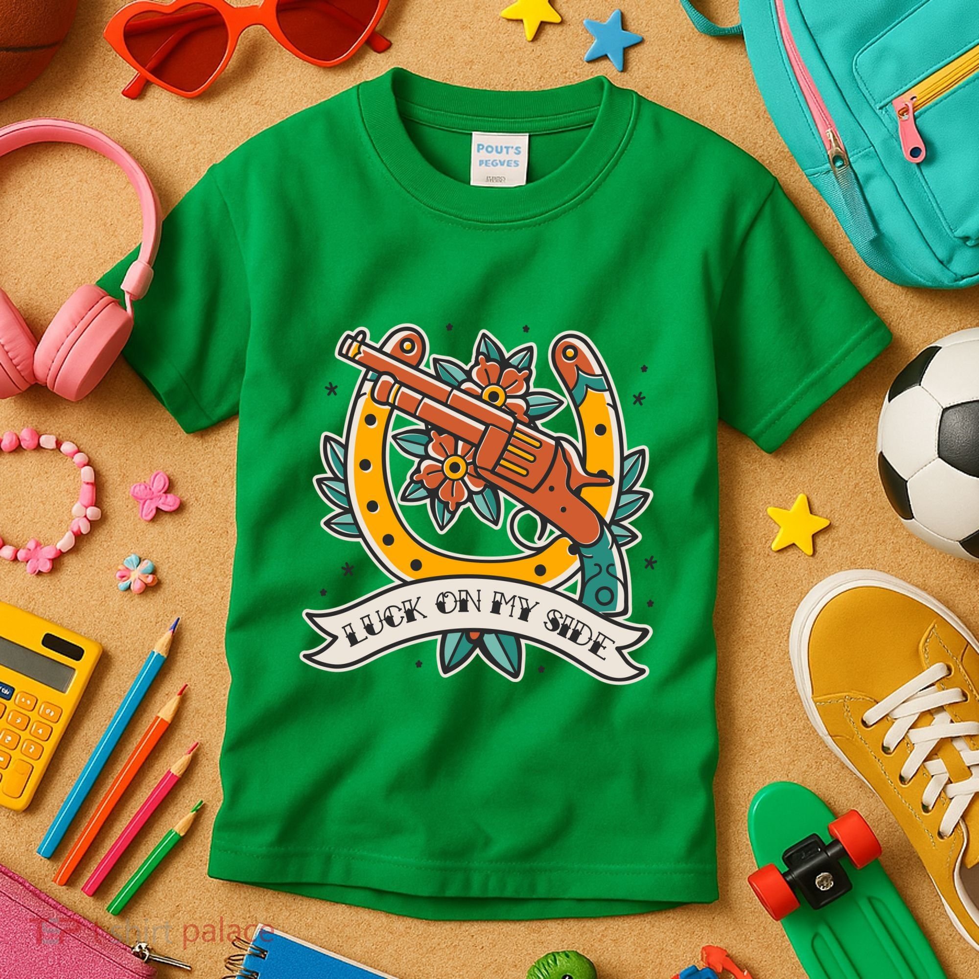 Luck On My Side Gun Kids T-Shirt