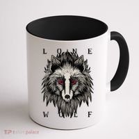 Lone Wolf Red Eyes Coffee Mug thumb 1