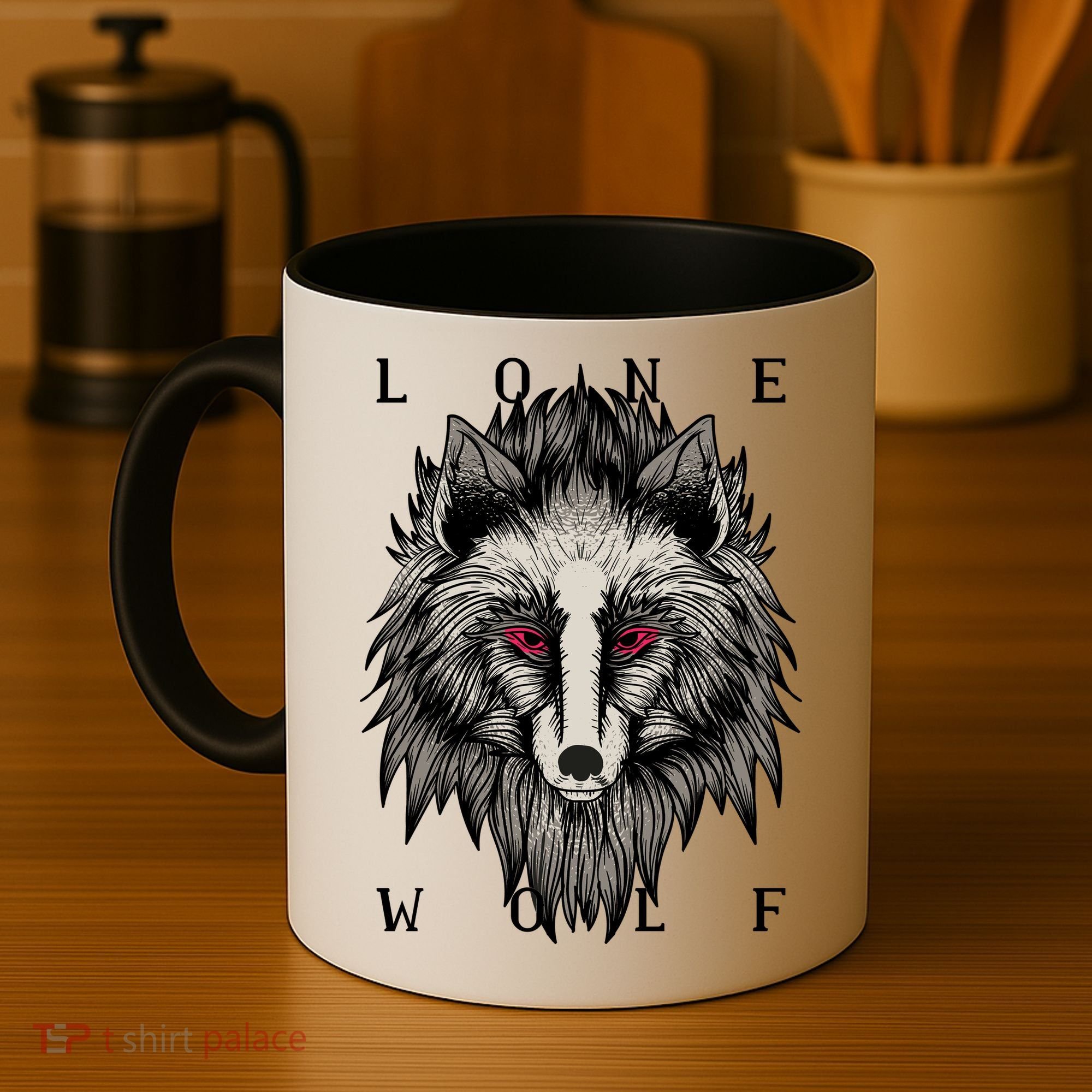 Lone Wolf Red Eyes Coffee Mug