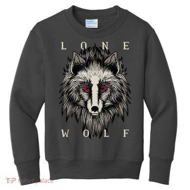 Lone Wolf Red Eyes Kids Sweatshirt