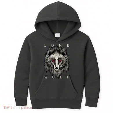 Lone Wolf Red Eyes Kids Hoodie