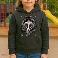 Lone Wolf Red Eyes Kids Hoodie thumb 3
