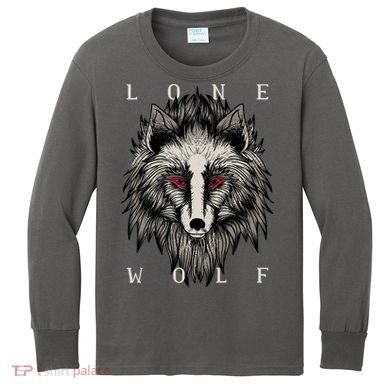 Lone Wolf Red Eyes Kids Long Sleeve Shirt