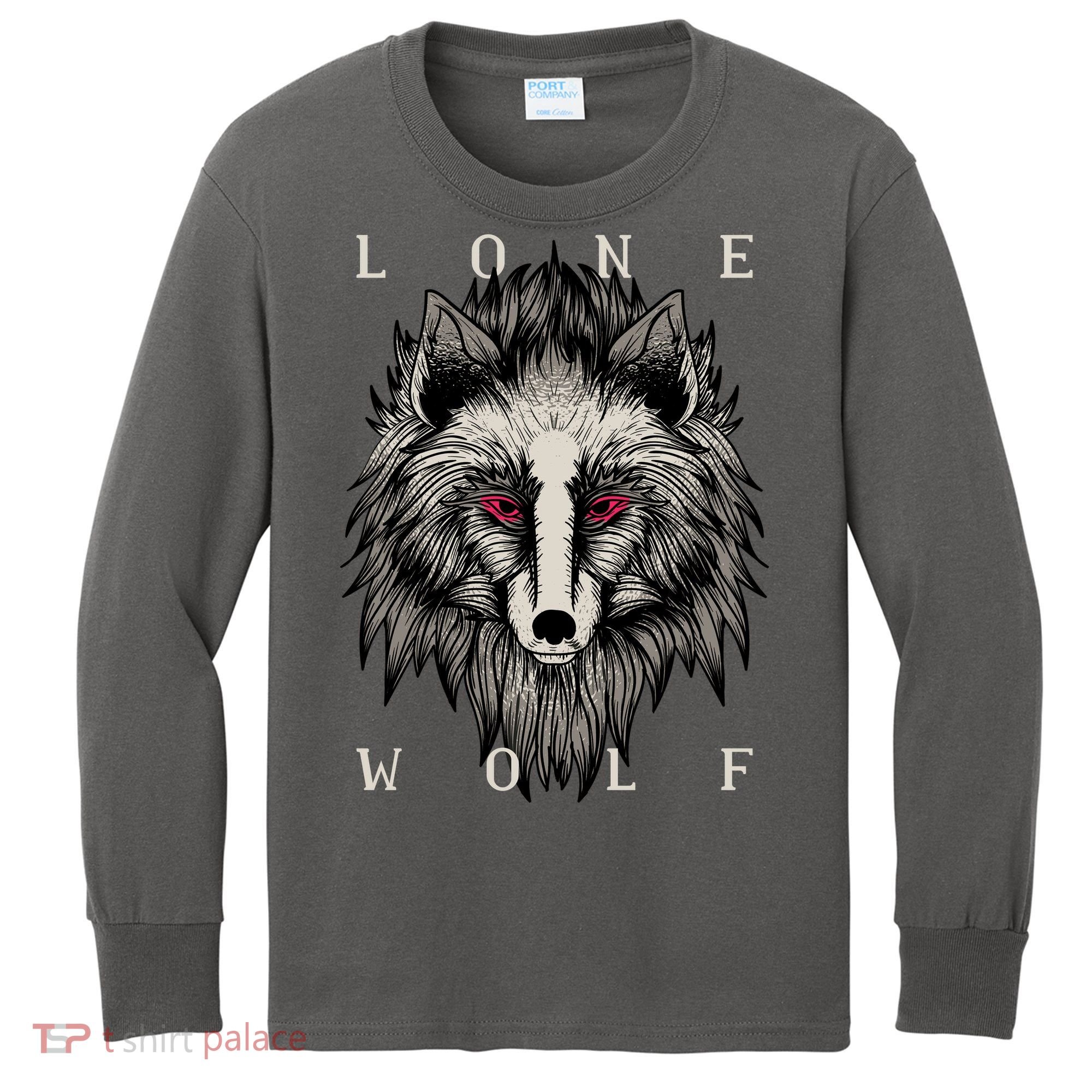 Lone Wolf Red Eyes Kids Long Sleeve Shirt