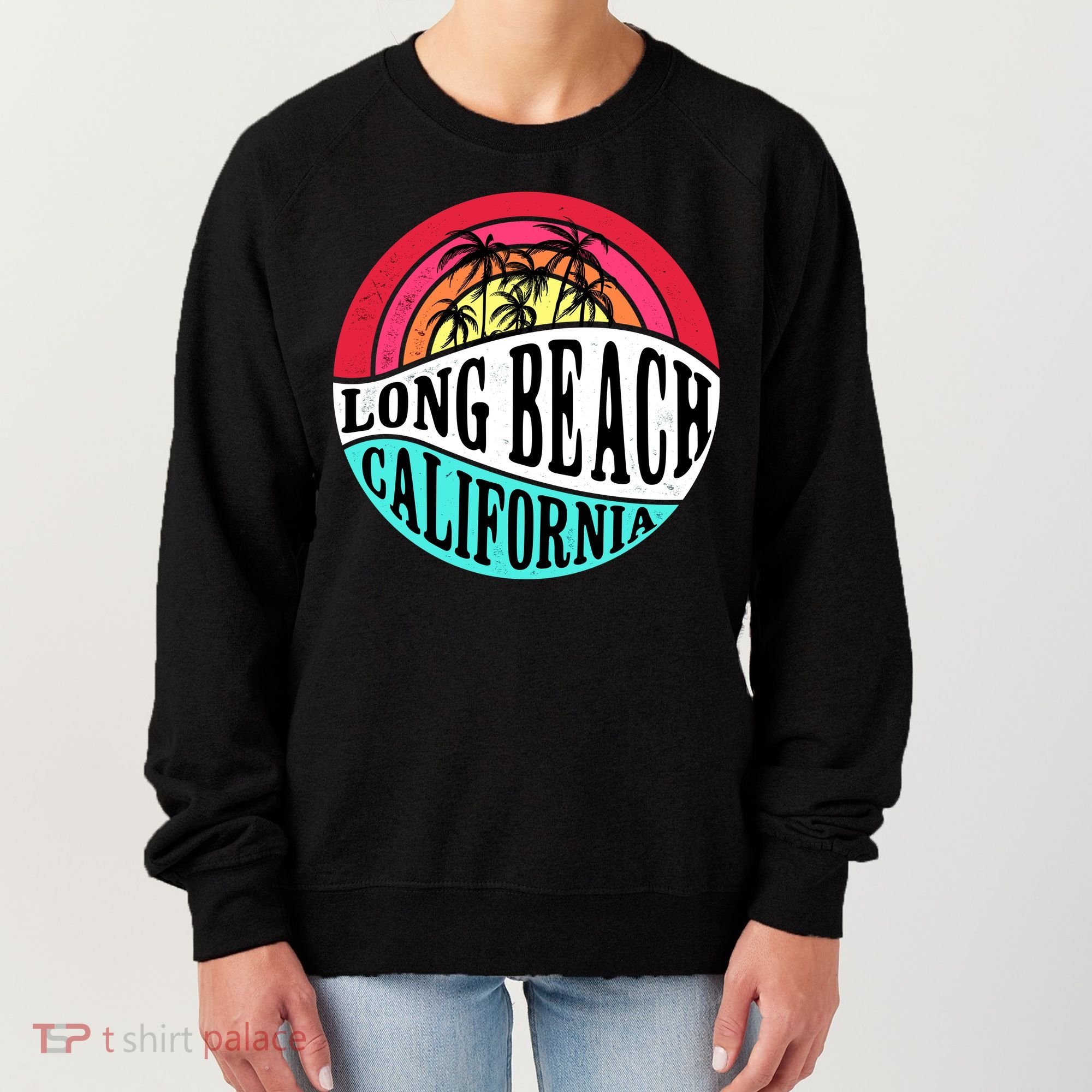 Long Beach California Retro Circle Women's Sweatshirt