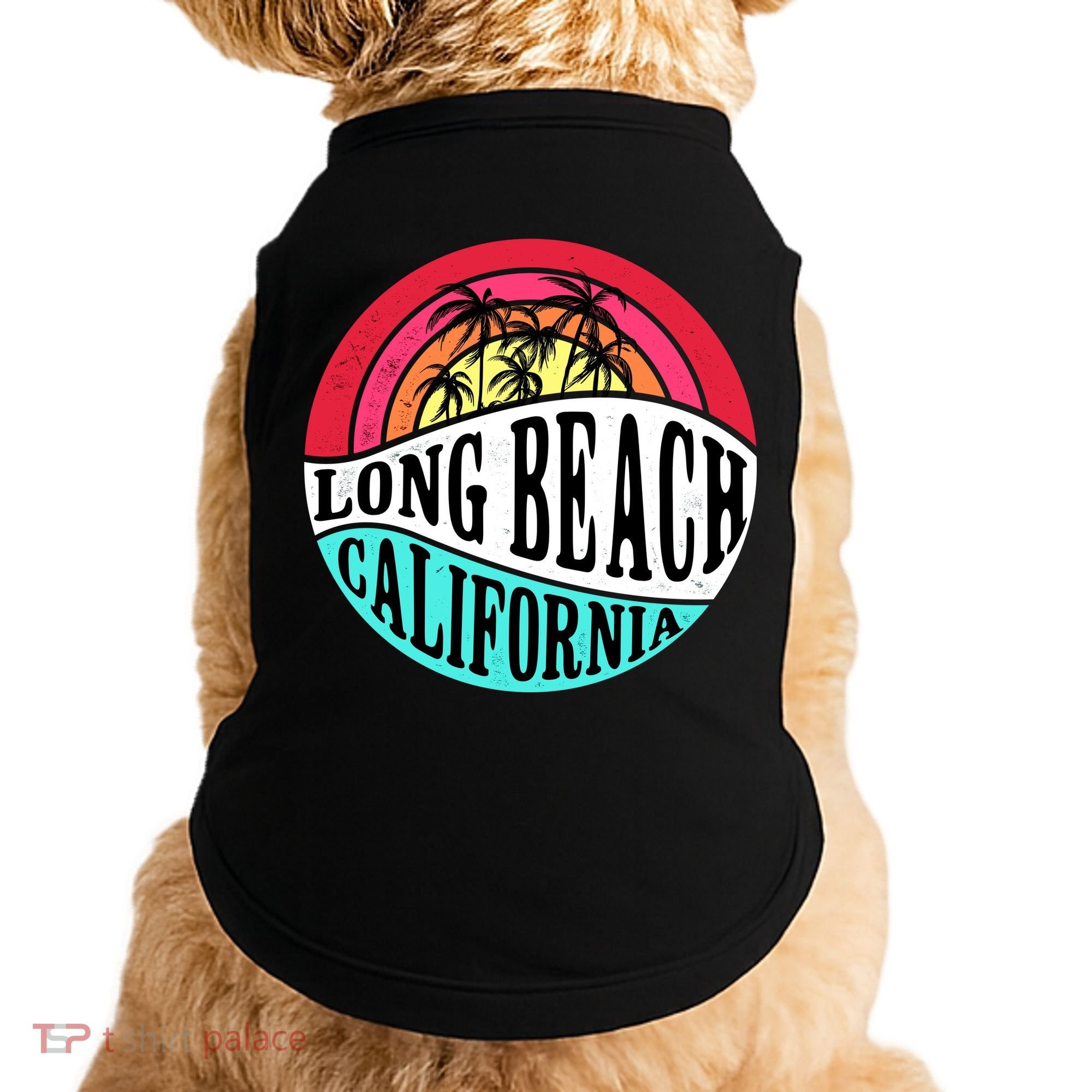 Long Beach California Retro Circle Doggie Tank