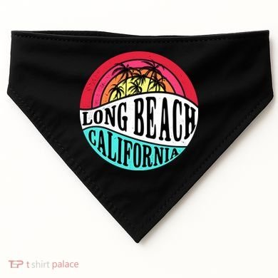 Long Beach California Retro Circle USA-Made Doggie Bandana