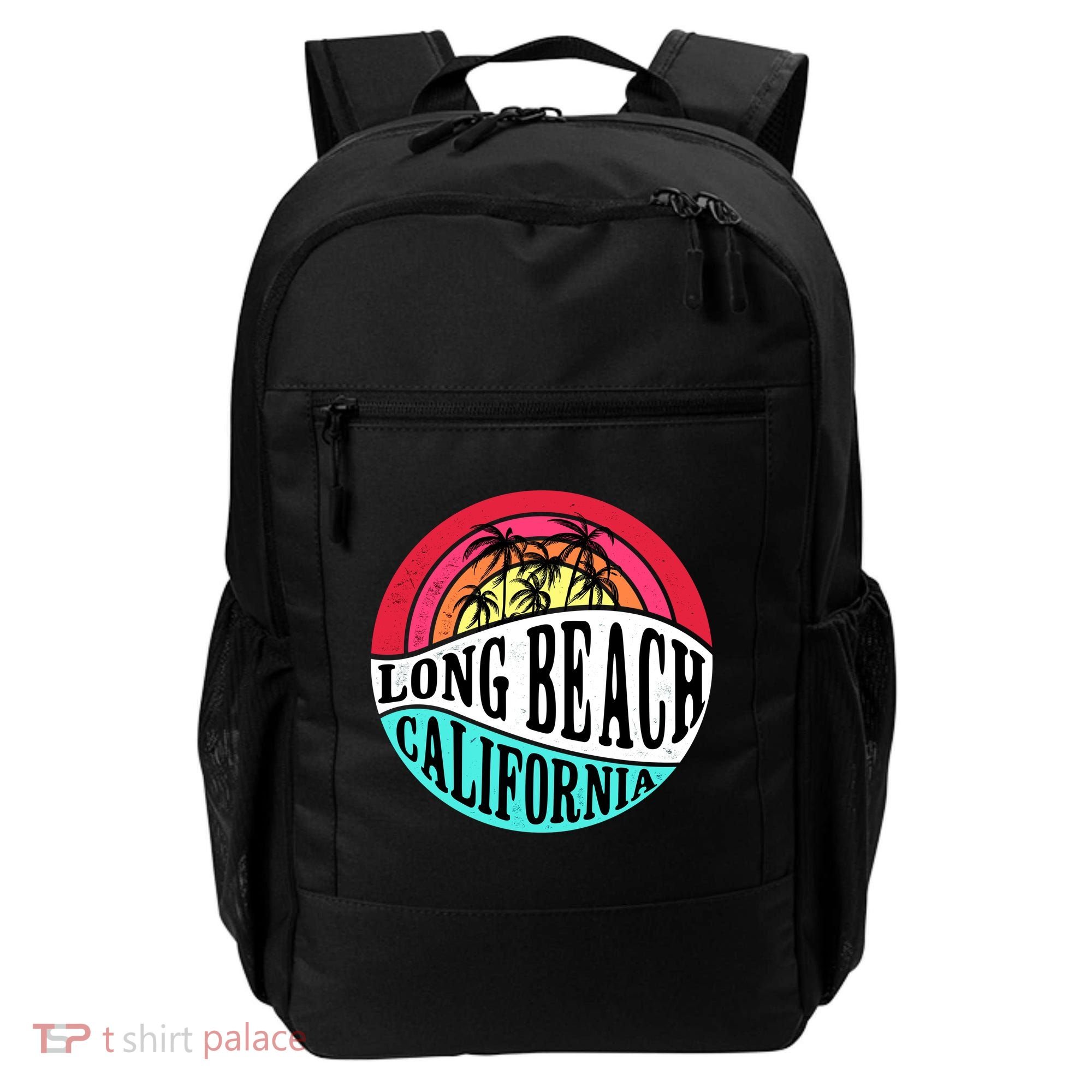 Long Beach California Retro Circle Backpack