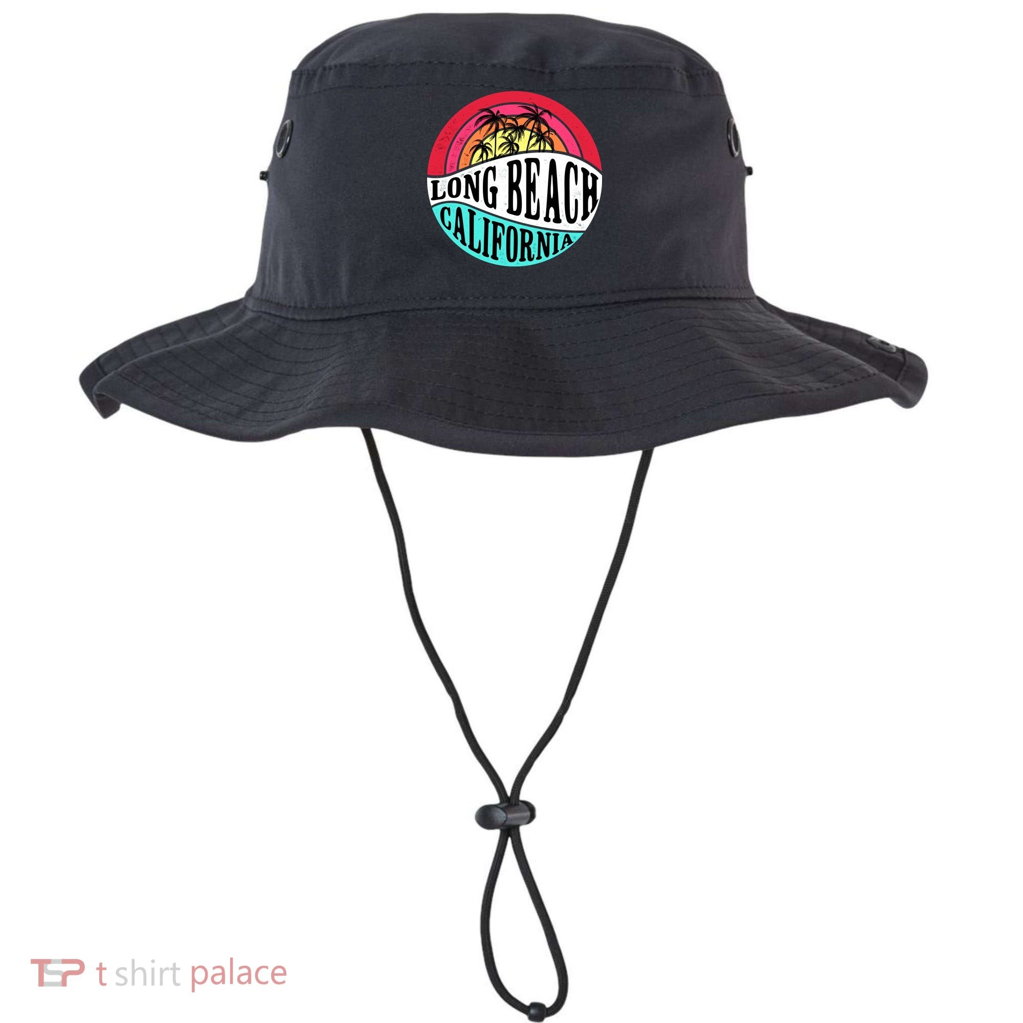 Long Beach California Retro Circle Bucket Hat