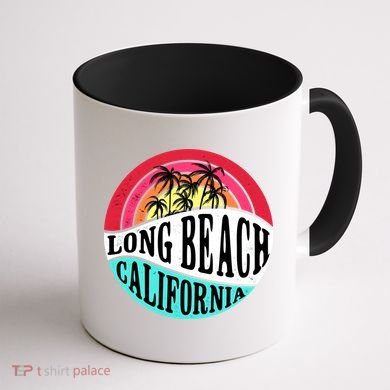 Long Beach California Retro Circle Coffee Mug back