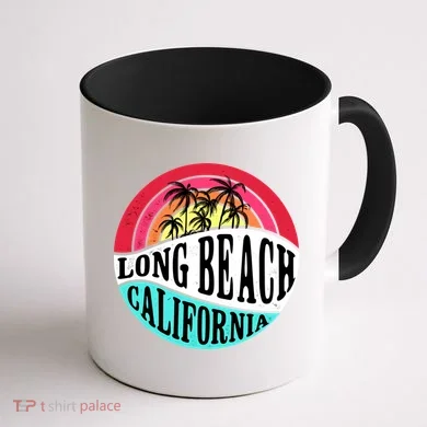 Long Beach California Retro Circle Coffee Mug back
