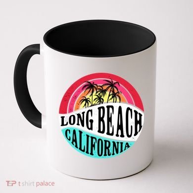 Long Beach California Retro Circle Coffee Mug