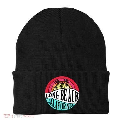 Long Beach California Retro Circle Beanie