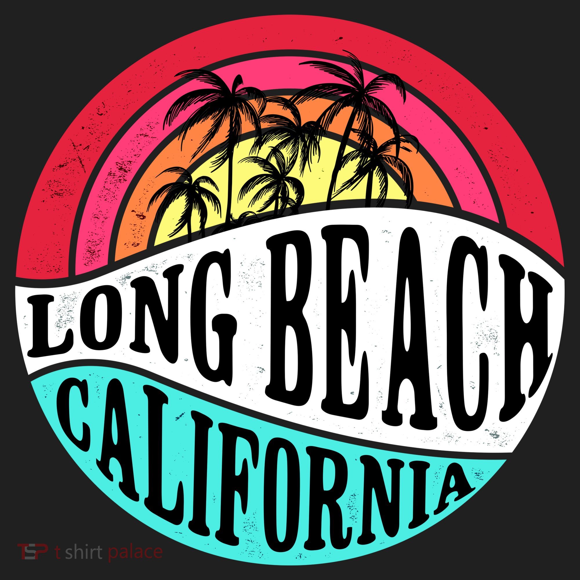 Long Beach California Retro Circle Beanie