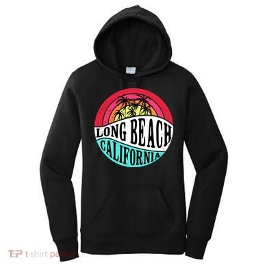 Long Beach California Retro Circle Women's Hoodie