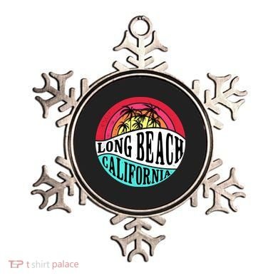 Long Beach California Retro Circle Ornament
