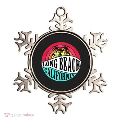 Long Beach California Retro Circle Ornament
