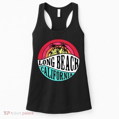 Long Beach California Retro Circle Women's Tank Top