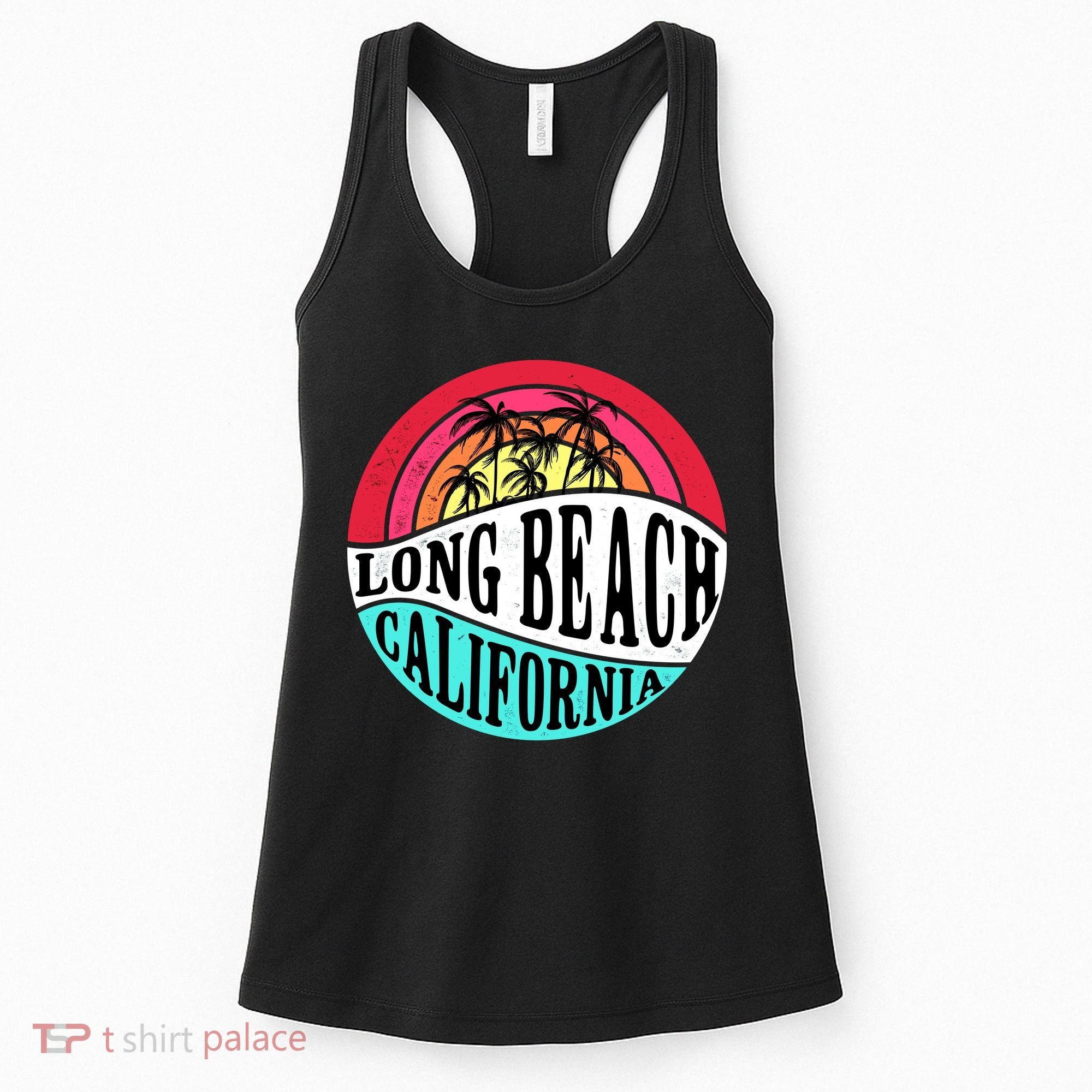 Long Beach California Retro Circle Women's Tank Top