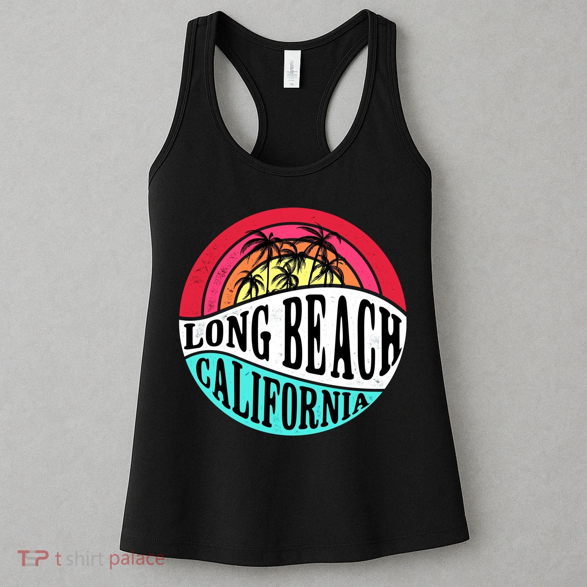 Long Beach California Retro Circle Women's Tank Top