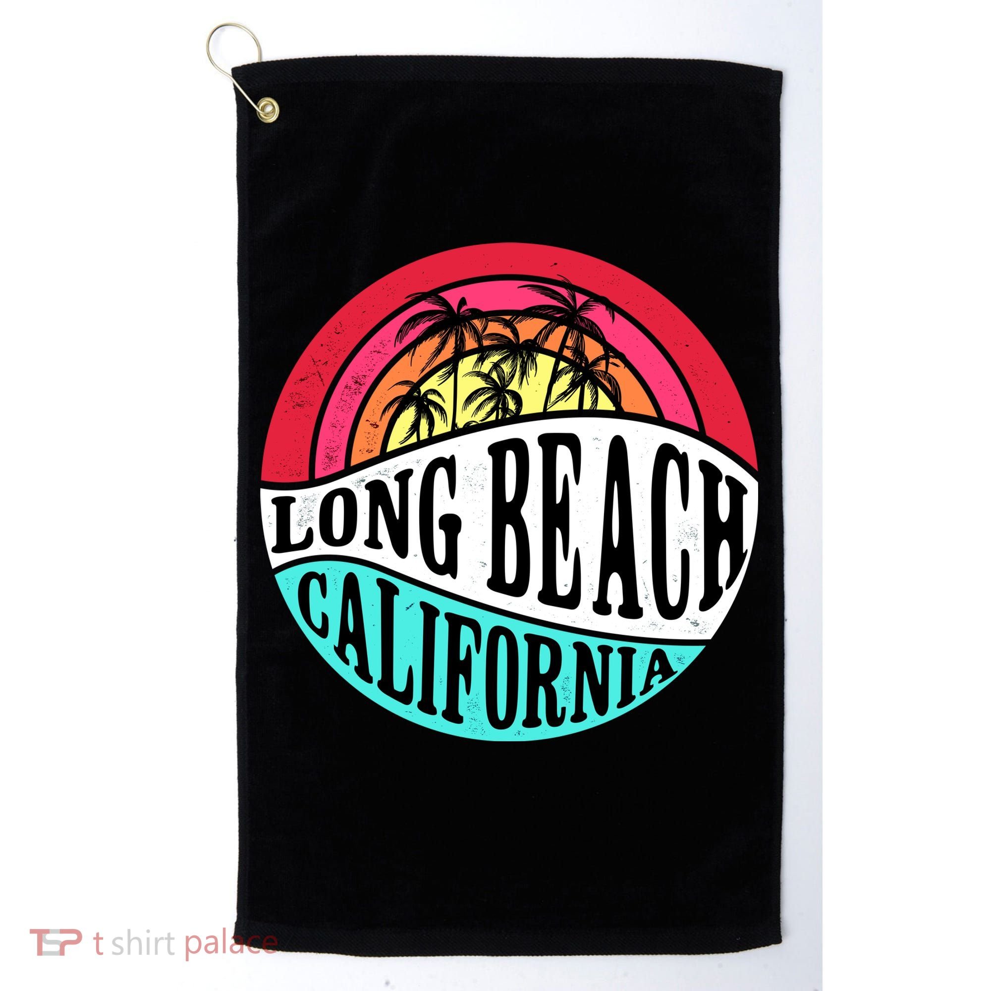 Long Beach California Retro Circle Golf Towel