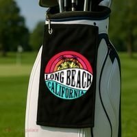Long Beach California Retro Circle Golf Towel thumb 2
