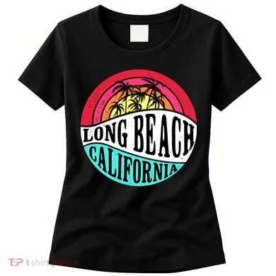 Long Beach California Retro Circle Women's T-Shirt