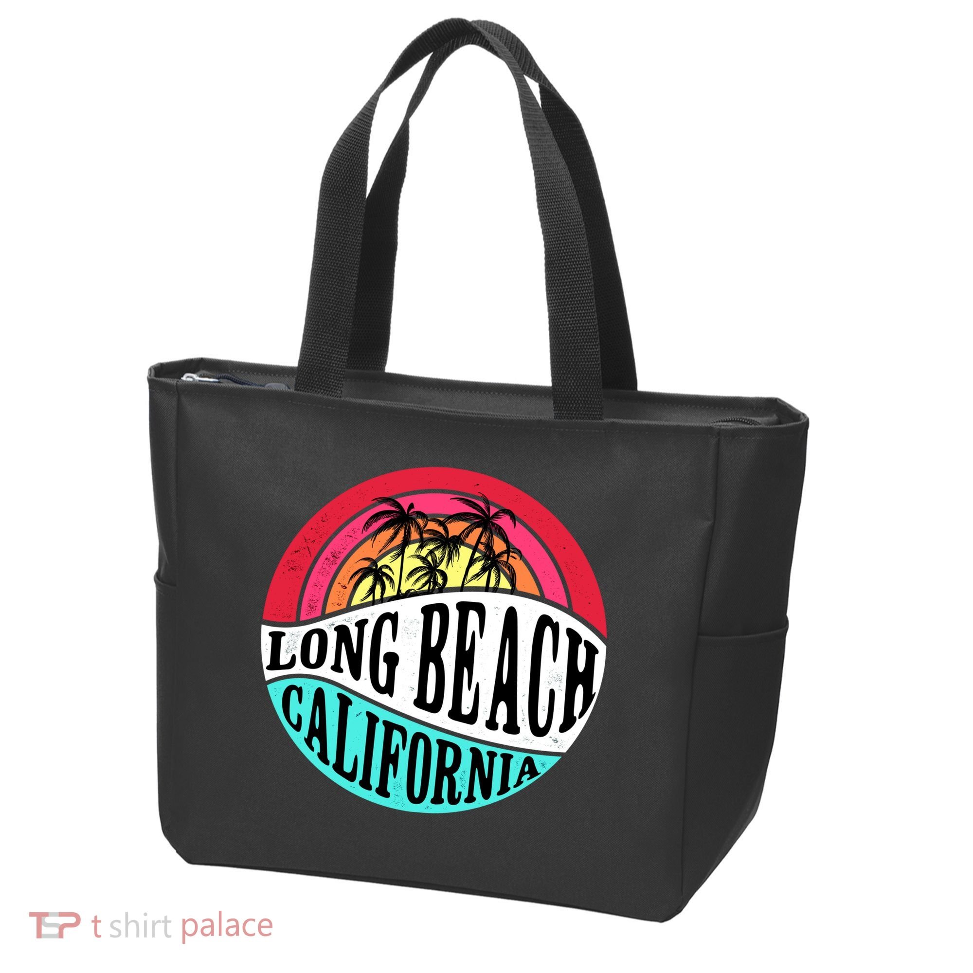 Long Beach California Retro Circle Tote Bag