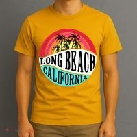 Long Beach California Retro Circle T-Shirt thumb 3